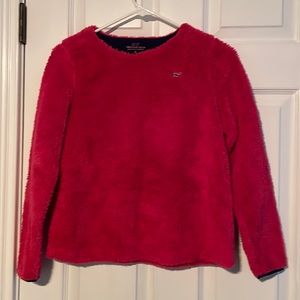 Vineyard Vines girls Sz L fuchsia pink fleece pullover EUC